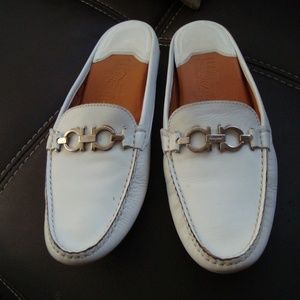 Salvatore Ferragamo White Slides Sandals